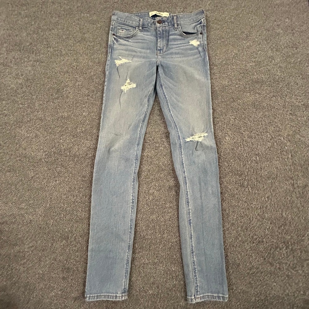 Hollister Jeans Womens Size 3 W26 Light Wash Distressed Ripped Skinny Low Rise